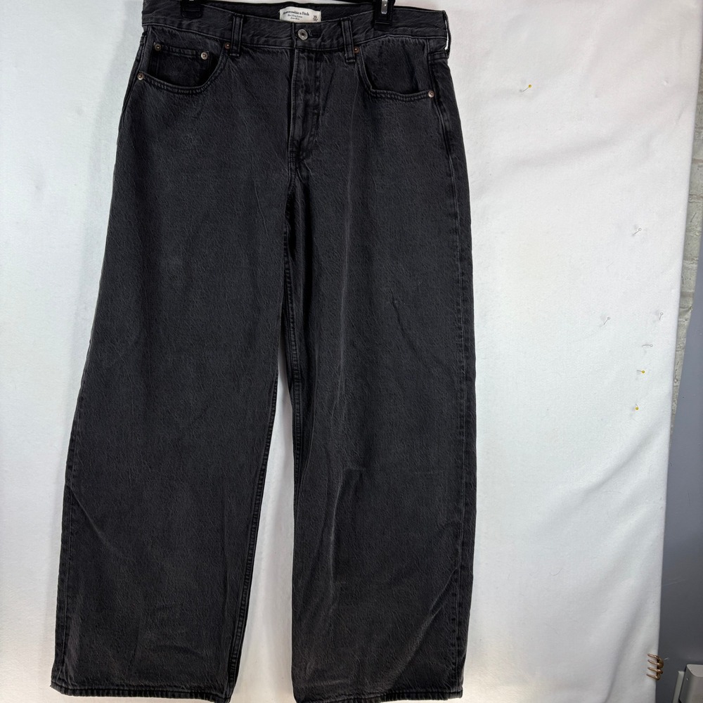 Abercrombie & Fitch The Ultra Loose Low Rise Jeans Washed Black Baggy 30